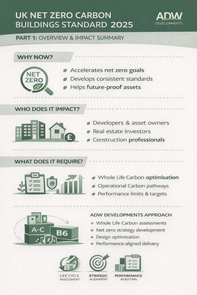 UK Net Zero Carbon Buildings Standard 2025 Complete Guide – Part 1 ADW Developments